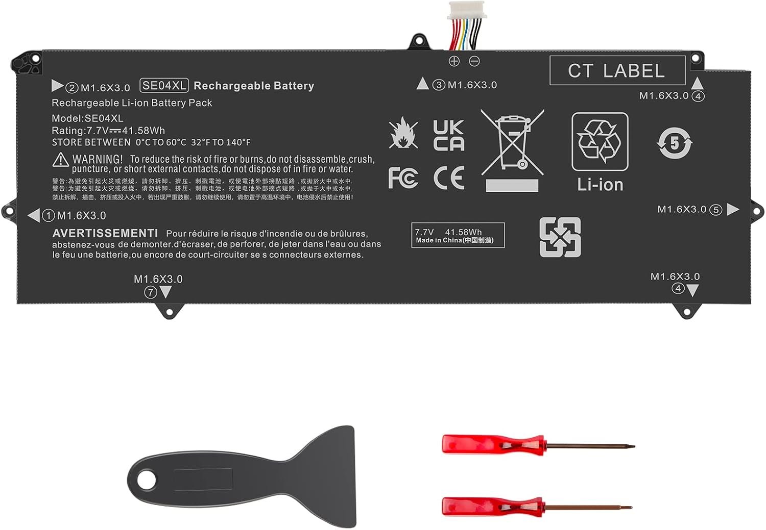 Batterie HP SE04XL – 7,7 V / 5130 mAh / 41,58 Wh pour Pro x2 612 G2 – Compatible 860708-855, 860724-2B1, 860724-2C1, HSTNN-DB7Q