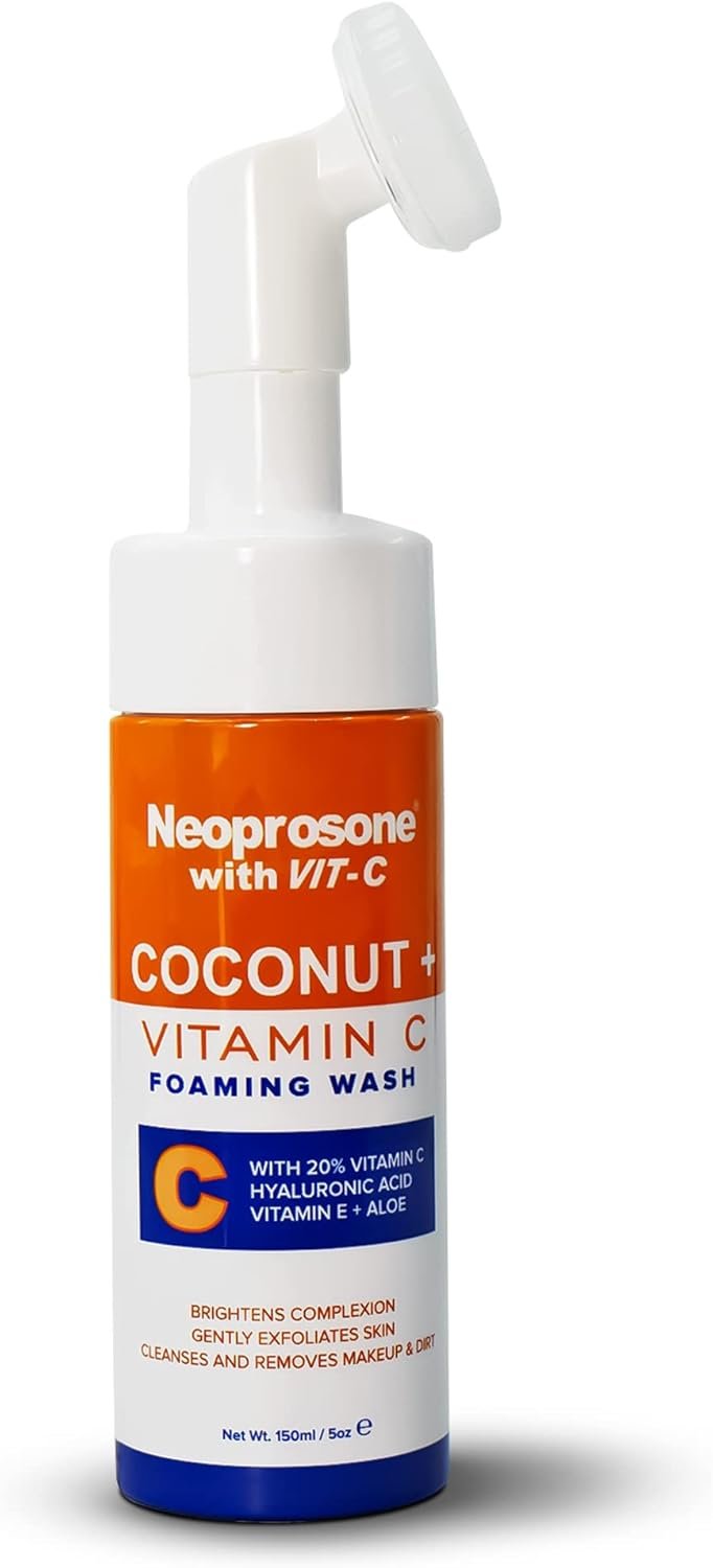 Neoprosone, Skin Brightening Foaming Face Wash - 5 fl oz / 150 ml - Acne Face Wash, Gentle Facial Cleanser, for Oily, Sensitive, Normal Skin, with Aloe Vera Coconut Oil