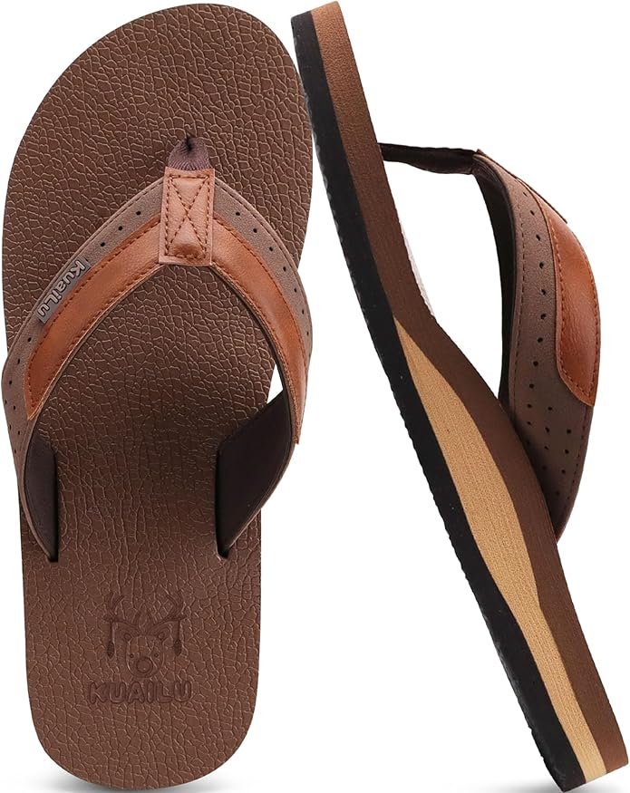Sandales d'été en Cuir Hommes été Tongs Plage