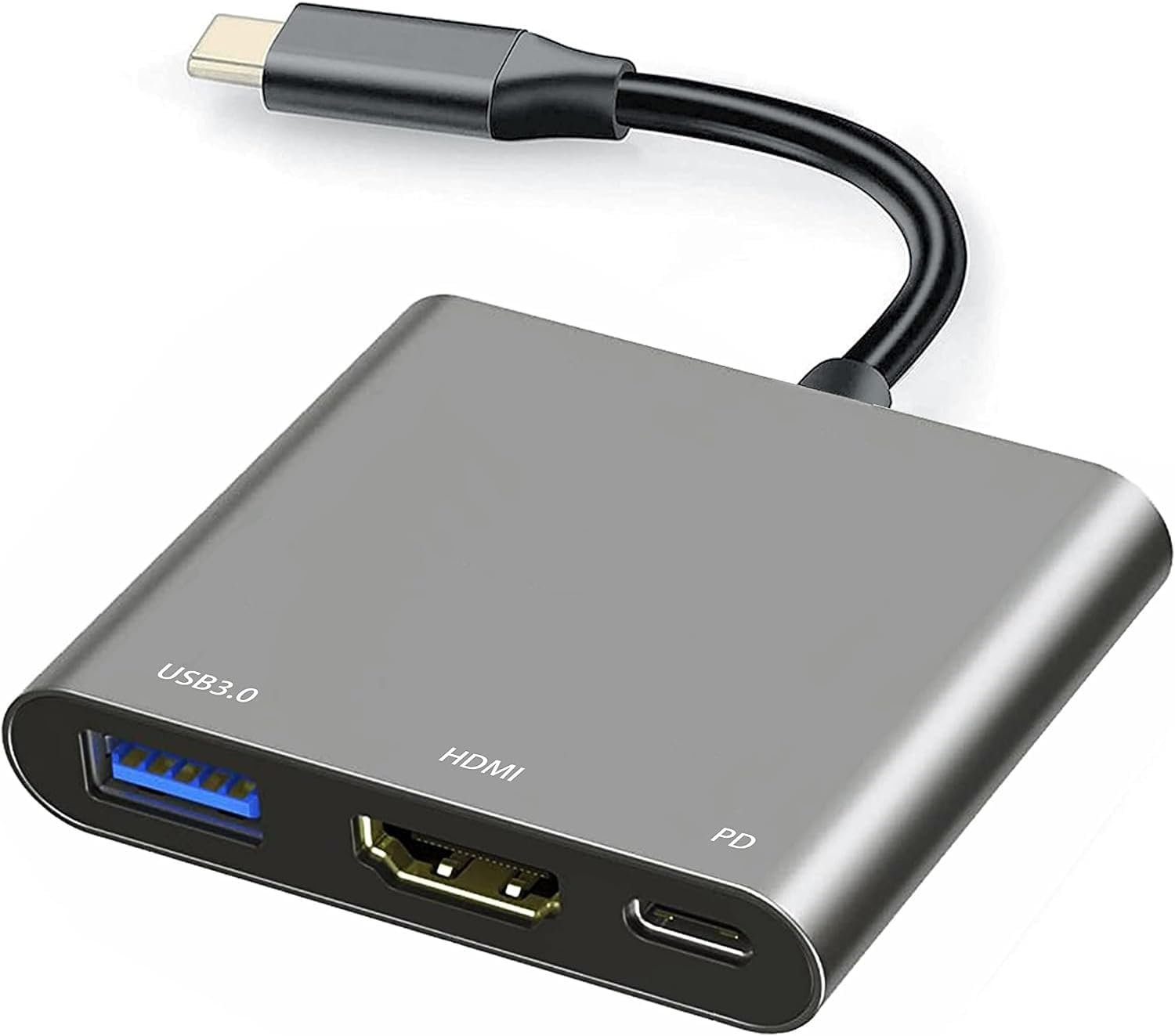 Adaptateur multiport USB C vers HDMI avec port de charge, HDMI vers USB C Adaptateur de hub pour moniteur sur ordinateur portable, USB-C vers USB 3.0 Adaptateur 10Gbps, USBC HDMI Adaptateur 4K Convertisseur pour Mac iPad pro MacBook Chromebook