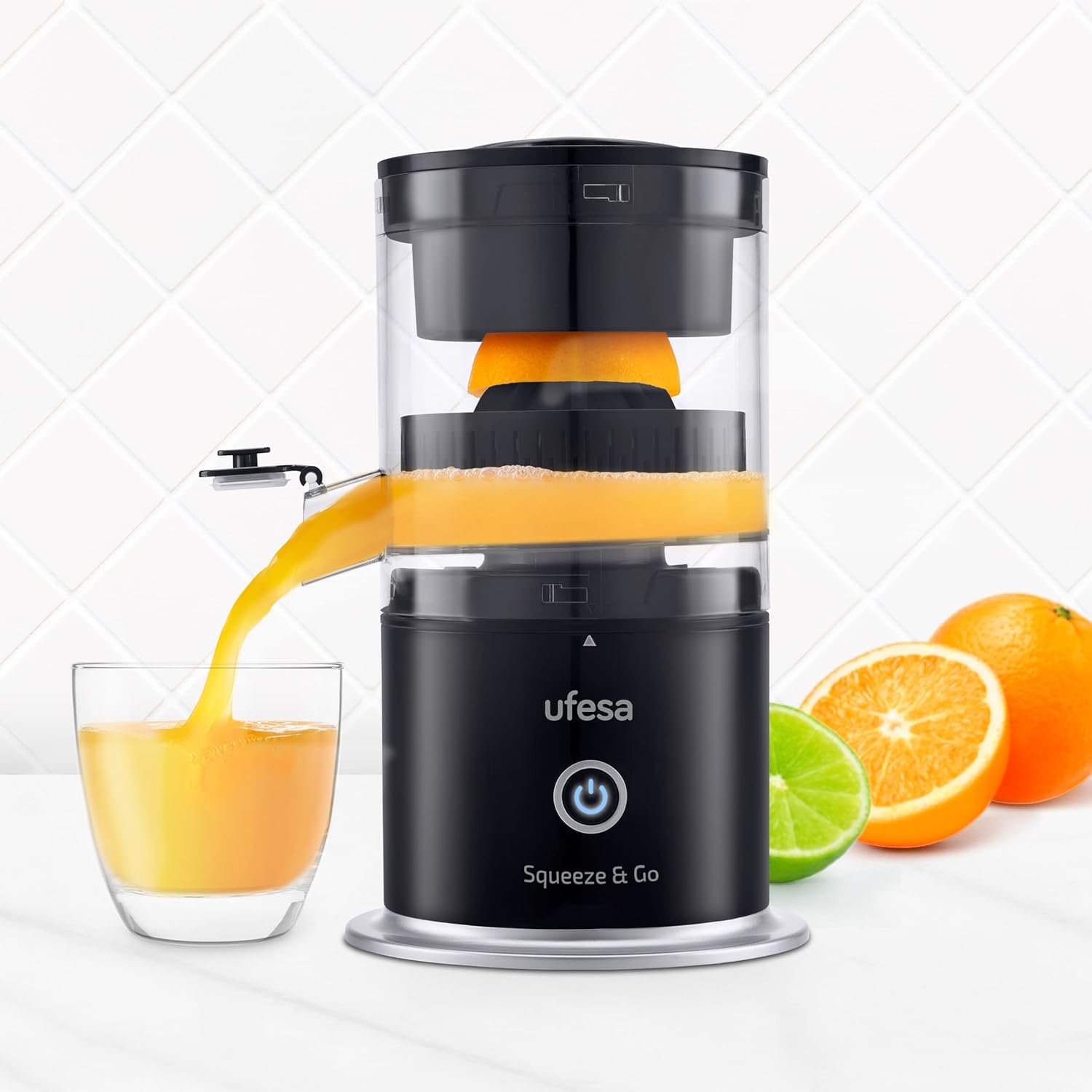 Squeeze & Go,Presse-Agrumes Electrique,Inalambrique,Extracteur de Fruits Multifonctionel, Extracteur de Jus Portable, Rechargeable USB, Capacité de 220 ml, 45W Puissance, Sans BPA