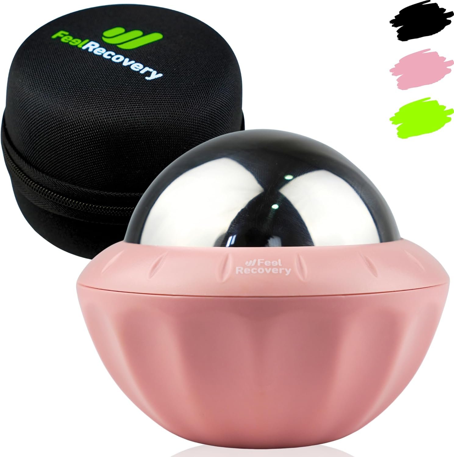 Boule de Massage Musculaire Froid et Chaud avec Balle Métallique et Gel 8cm Ø - Rouleau de Massage RollOn Manuel Detente, Relaxation, Reflexologie, Bien-être, Cellulite, Dos et Pieds