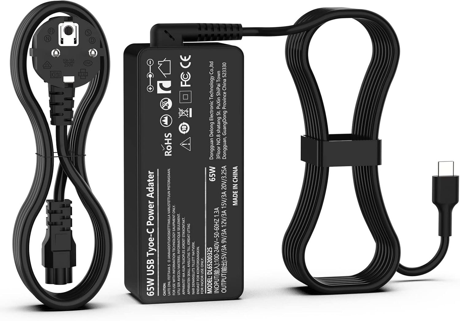 Chargeur pour HP 65W USB C Ordinateur Portable kompatibel avec HP Spectre X360 Elitebook Elite Envy Probook Chromebook Pecavilion Universel Charge Rapide Adaptateur