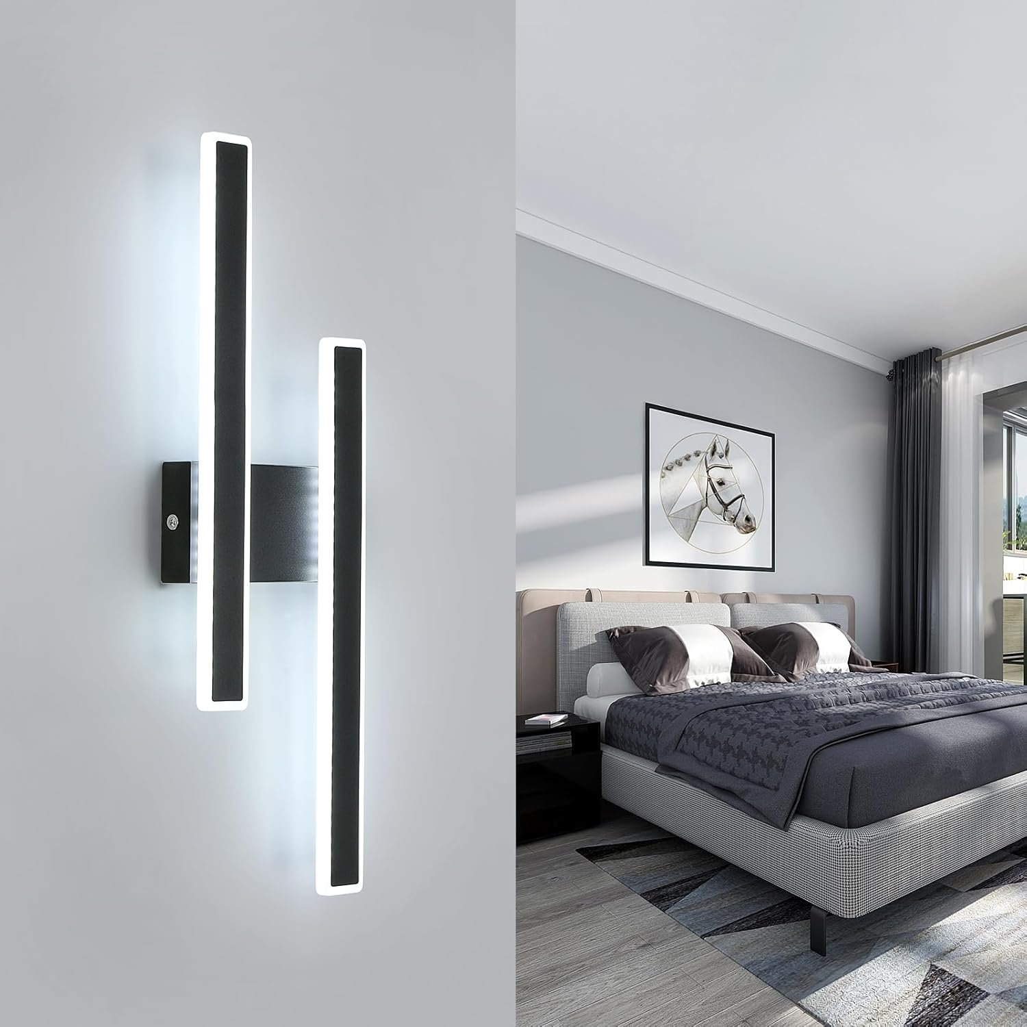 Applique Murale Intérieure LED, 32W 3600LM Lampe Murale Moderne 6500K