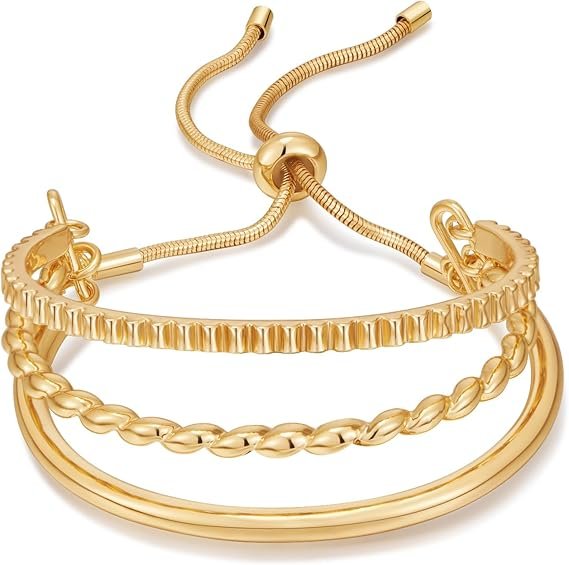 Bracelet Doré Ajustable à Fermeture Coulissante