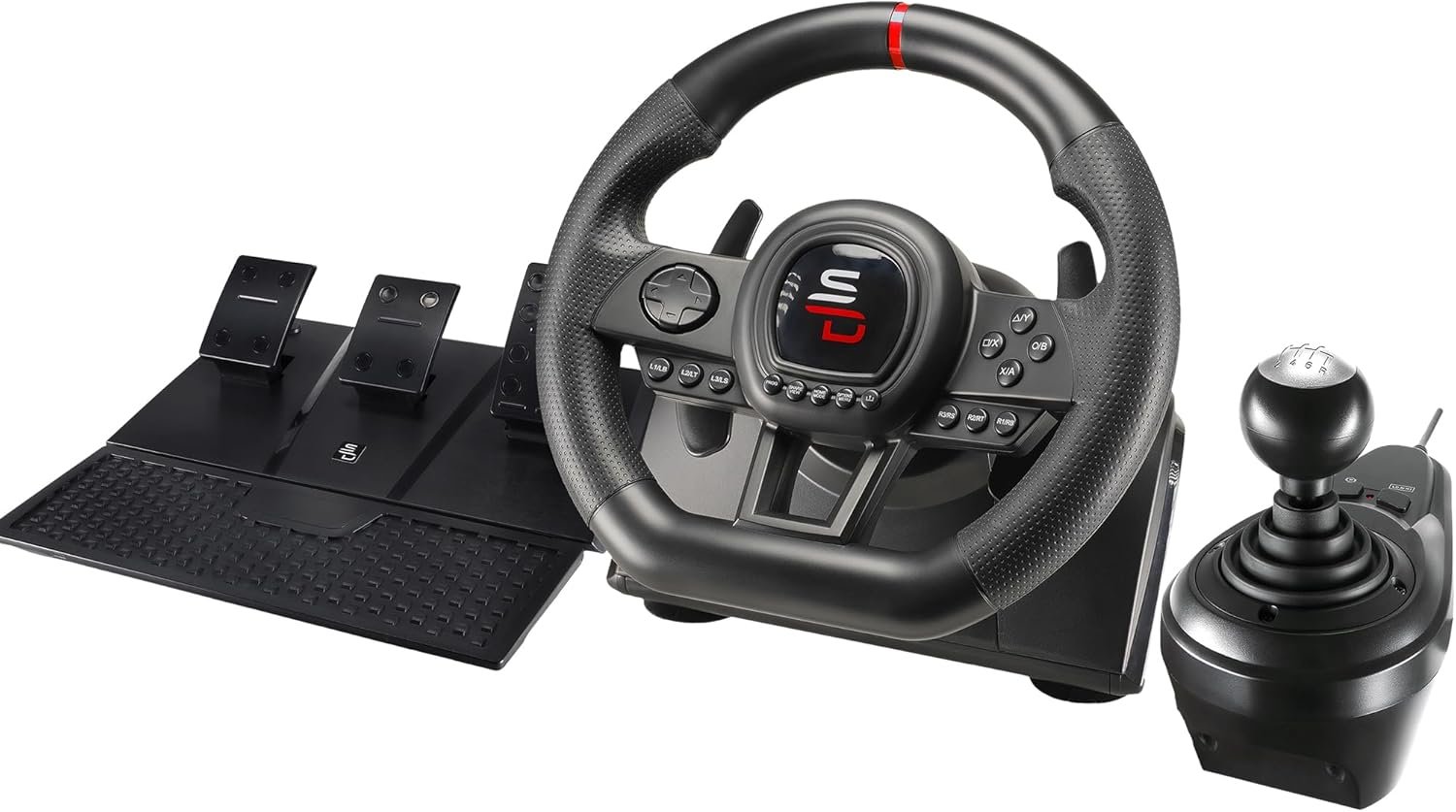 Subsonic - Volant Superdrive GS650-X avec Levier de Vitesse Déporté, Palettes au Volants et Pédales. Rotation à 270° - Diamètre 26 cm. Volant de Course. Pour PS4, Xbox Series X/S et Xbox One - Noir