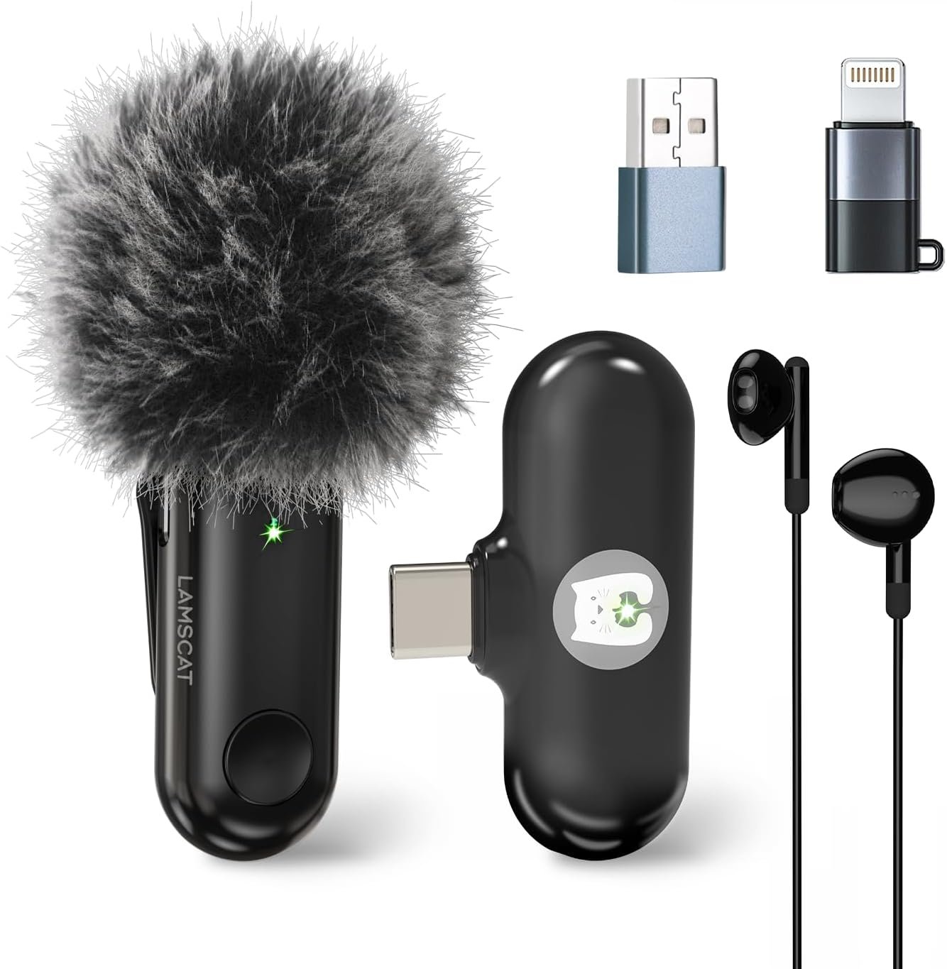 Microphone sans Fil pour iPhone/iOS/iPad/Android/USB C/PC, Microphone Professionnel pour Enregistrement, Streaming, Youtube, TikTok