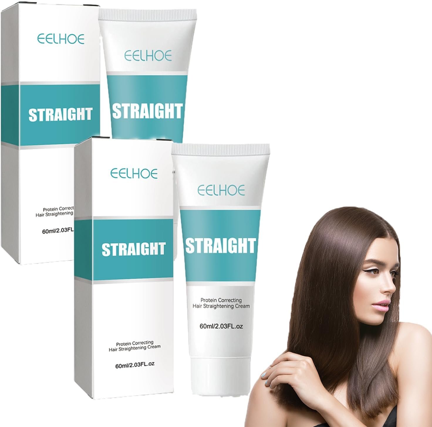 Hair 2 Pièces Crème de Lissage des Cheveux, Crème Lissante Aux Protéines, Crème de Lissage Cheveux Naturels Lotion Lissante Nourrissante Lissante Rapide pour Les Cheveux Bouclés, Secs, Crépus