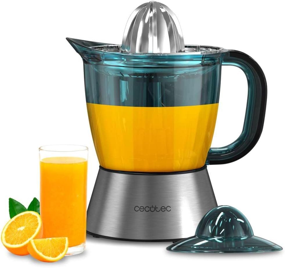 Presse-agrumes Électrique pour Oranges et Agrumes Zitra Steel, 40 W et Filtre en Plastique, 2 Cônes en Plastique, Double Sens de Rotation, Allumage Automatique, Tambour d'une Capacité de 1L
