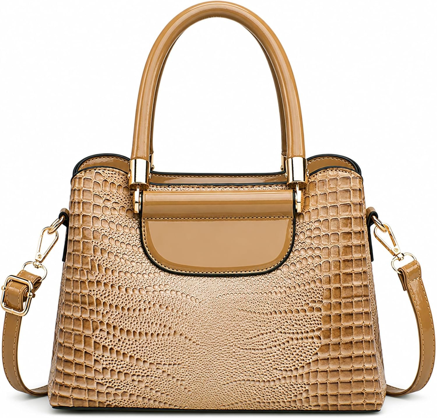 Sac à Main Femme Mode Motif Crocodile Petit Sac Fourre Tout Elégant Sac Cabas Cuir PU Sac à Bandoulière Sac de Cours Dames pour Travail Voyage