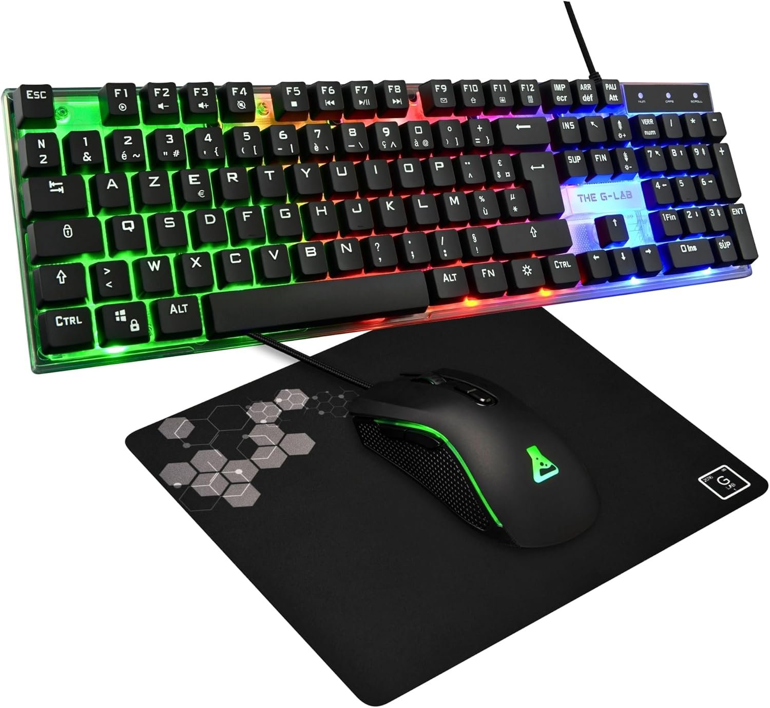 Combo Yttrium - Pack Gaming Azerty RGB, Clavier Gamer 105 Touches Et 19 Touches Anti-ghosting - Souris Gamer 2400 Dpi - Tapis De Souris Gaming - Pc Ps4 Ps5 - New