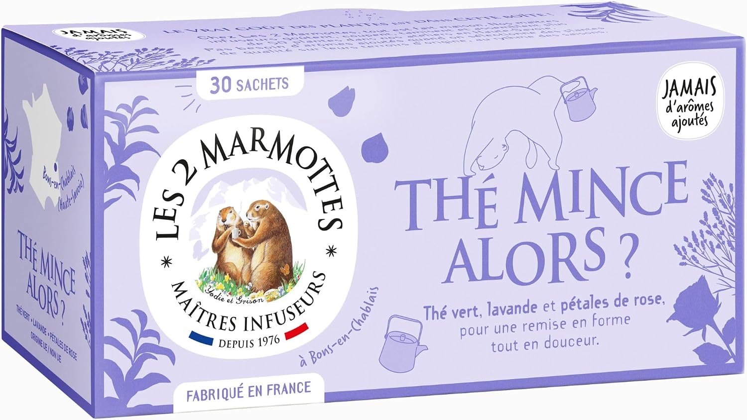 Thé Mince Alors ? Thé vert - 30 Sachets 100% BIO, Pétales de rose, Cure amincissement et remise en forme, Spécial Minceur, Sans arômes ajoutés, Made in France, 63g