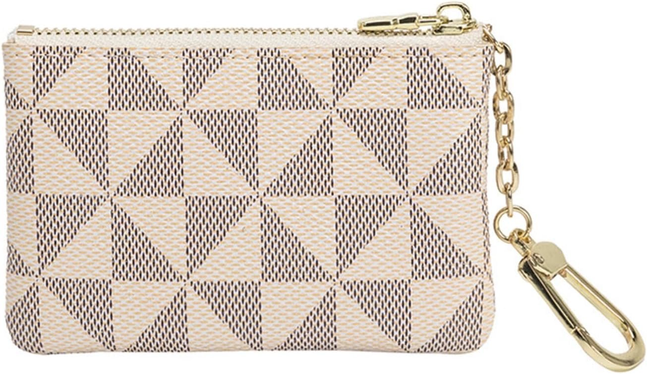 Petit Porte-Monnaie en Cuir avec Fermeture éclair et Porte-clés - Mini Portefeuille Portable pour Femme