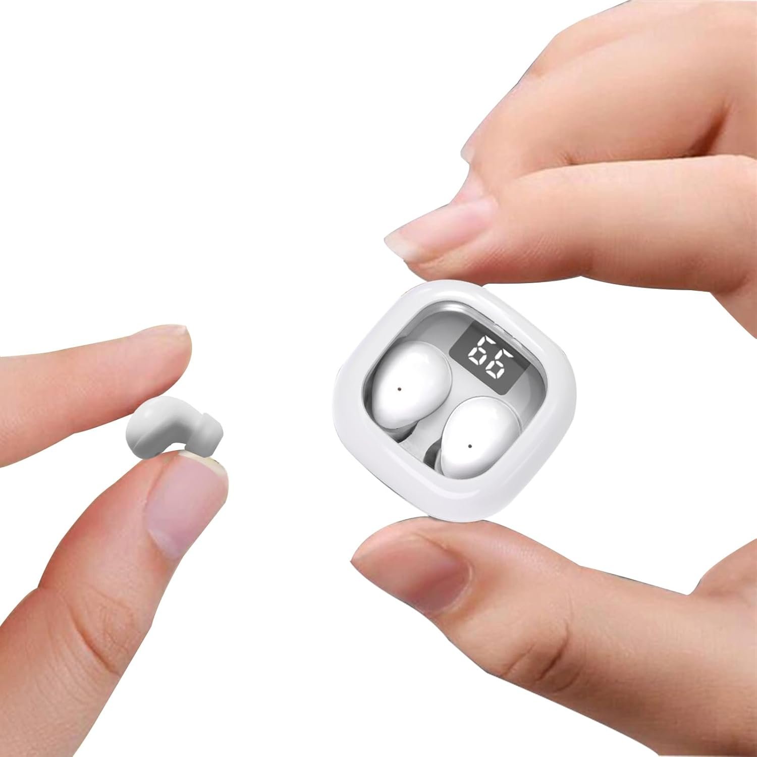 Petits Écouteurs Taille de poche Mini Autonomie longue durée Étanchité IPX5 | Légère Intra-auriculaire Écouteurs Bluetooth Sans Fil Casque Bluetooth avec LED Affichage de Écran Autonomie Visible