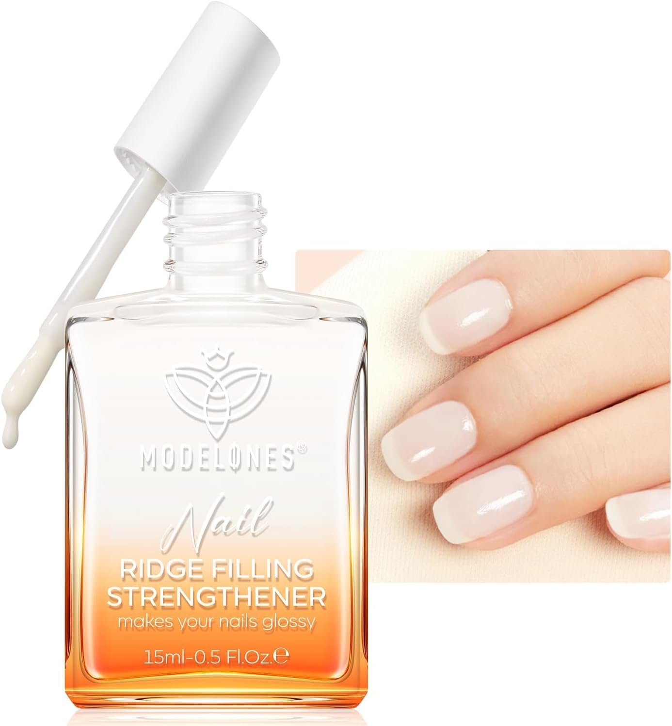 Vernis Durcisseur Ongle Extra Fort 8in1, Soin Ongles Abimes, Vernis Fortifiant Ongles, 15ml Empêche le Dédoublement de Ongle, Pousse Ongle Rapidement aux Plantes Nourrissantes- Blanc Laiteux
