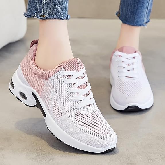 Womens Baskets Air Cushion Chaussures de course Chaussures de marche de tennis légères Mesh Respirant Gym Work Fashion Baskets Athlétique Confortable Décontracté