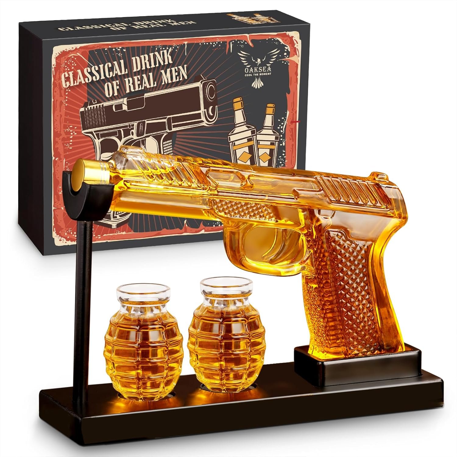 Carafe à whisky, carafe à décanter avec 2 verres à liqueur, cadeau de whisky pour homme, fête des pères, cadeau amusant pour homme, papa, petit ami, mari, cadeau d'anniversaire