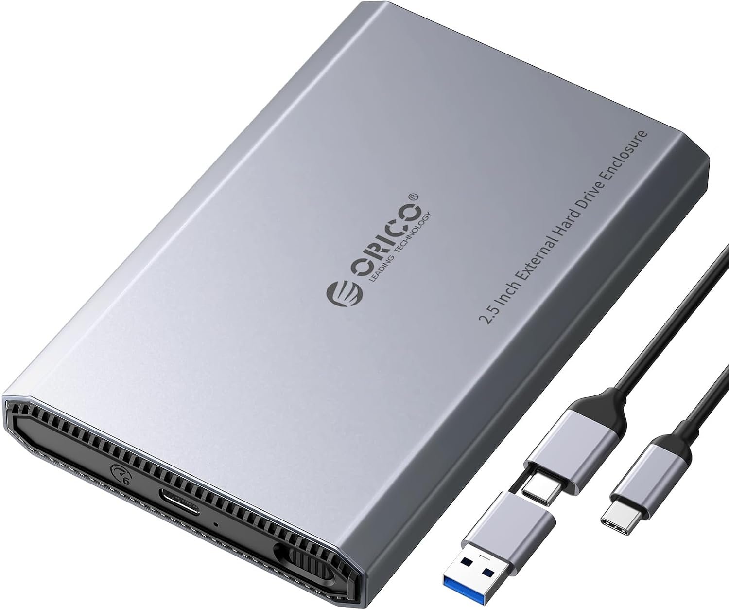 Boîtier Externe en Aluminium 2,5 Pouces USB-C 3.2 6Gbps pour Disque Dur SATA HDD/SSD jusqu'à 6 to, avec Câble 2-en-1 USB-C/A, Prend en Charge UASP (DD25C3)