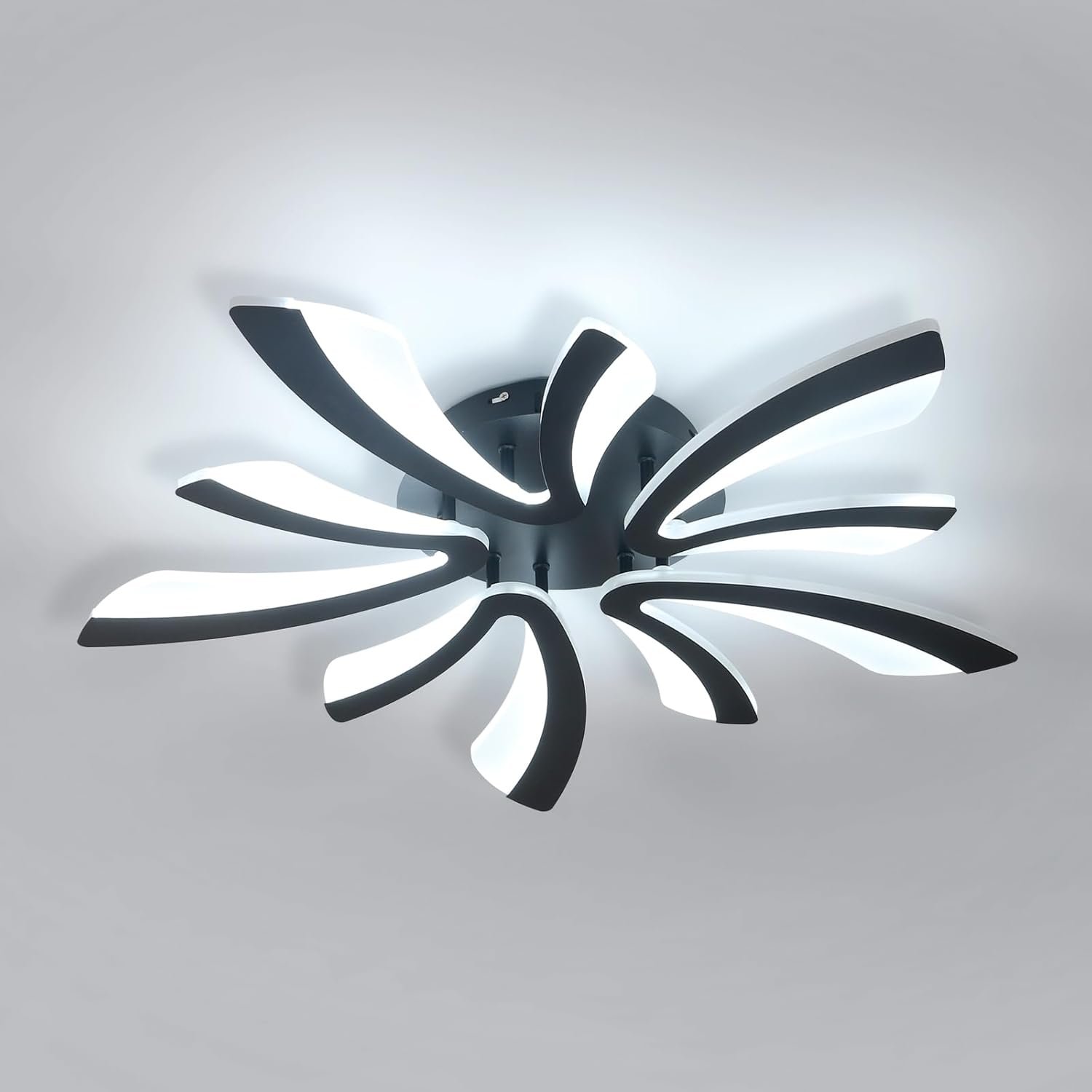 Plafonnier LED, 50W 5625LM Lampe de Plafond, Moderne Luminaire Plafonnier pour Salon, Chambre à Coucher, 72cm, 6500K Lumière Blanche Froide, Noir