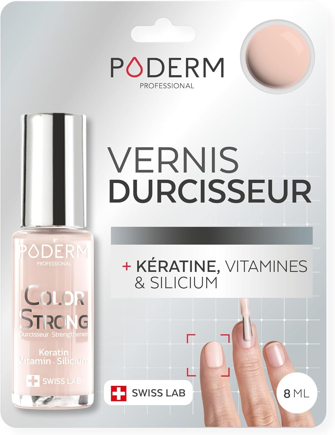 Vernis Durcisseur Ongles - Rose Poudré | Répare et Renforce les Ongles Abîmés et Fragilisés par les Vernis Semi-Permanents | Biotine, Silicium, Kératine | Développé par un Podologue en Suisse