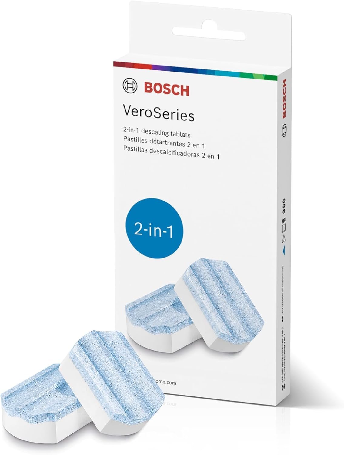 Bosch Descaling Tablets for VeroCafe Espresso Machines - 2-in-1 Descaler and Cleaner, Removes Limescale, Corrosion Buildup - Accessory for VeroCafe, 3 Tabs - TCZ8002US -3 pieces