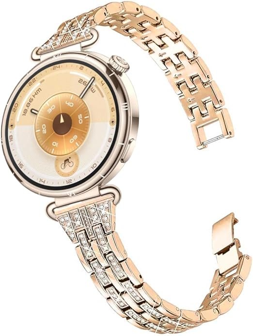 Bracelet compatible avec Huawei Watch GT6 / GT5 / GT4 41 mm / GT5 Pro 42 mm / Fossil Women's Gen 6 / Gen 5E 42 mm / Garmin Venu 3S, 18 mm Bling Rhinestone Diamond Bracelet en métal pour femme