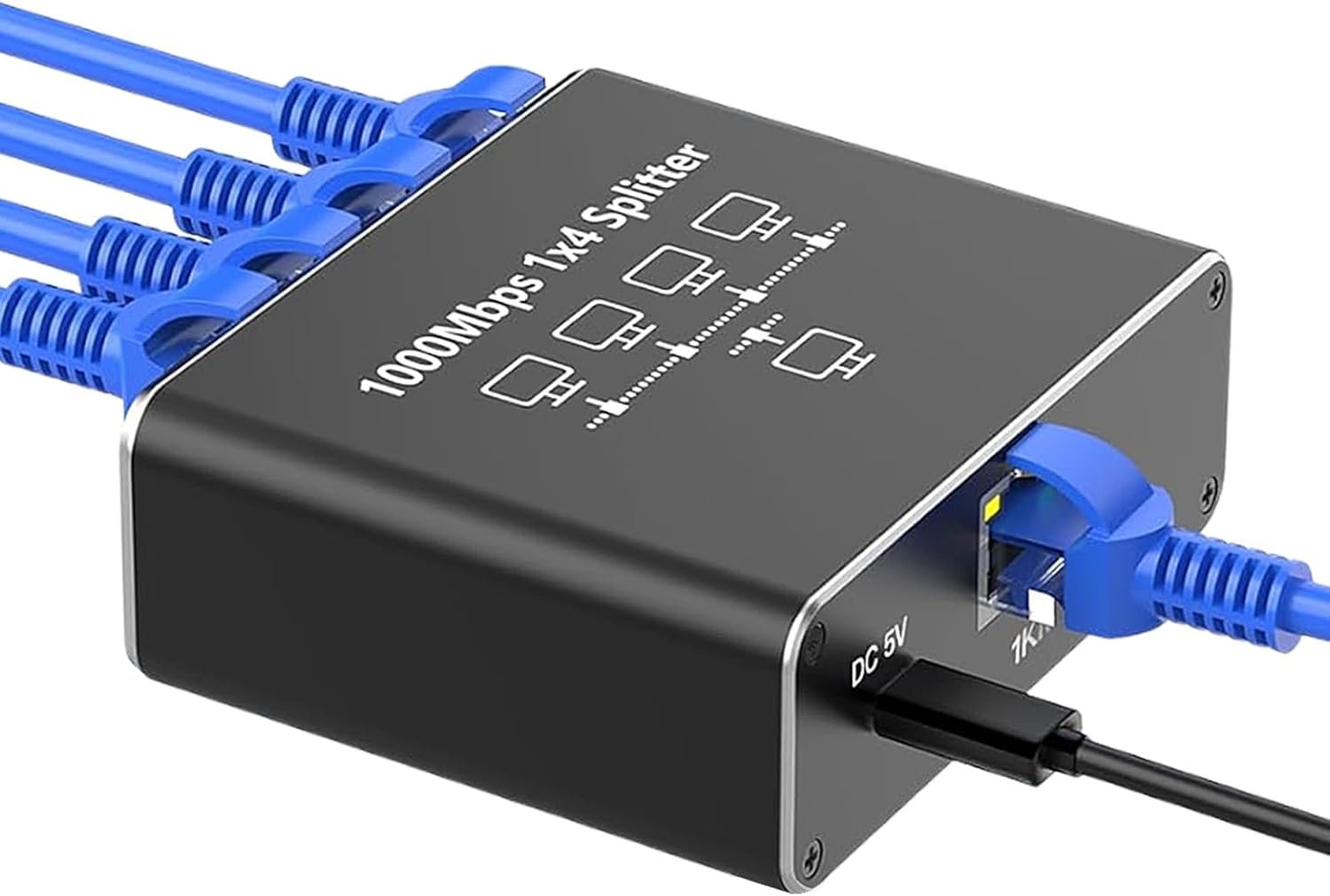 Switch Ethernet RJ45, 4 Ports 1000Mbps Network LAN 1 a 4 Switch Splitter Répartiteur de Câble Cat5/6/7/8, Gigabit Network Ethernet pour Ordinateurs, Routeurs, Décodeurs, Téléviseurs