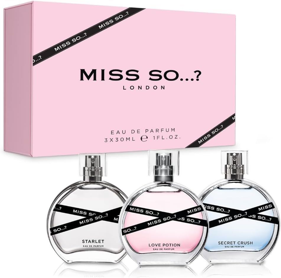 Coffret-cadeau de parfum pour femme Miss SO... Coffret de parfums féminins haut gamme, Starlet, Love Potion, Sugar Rush Eau De Parfum, parfums voyage pour filles (3 x 30ml