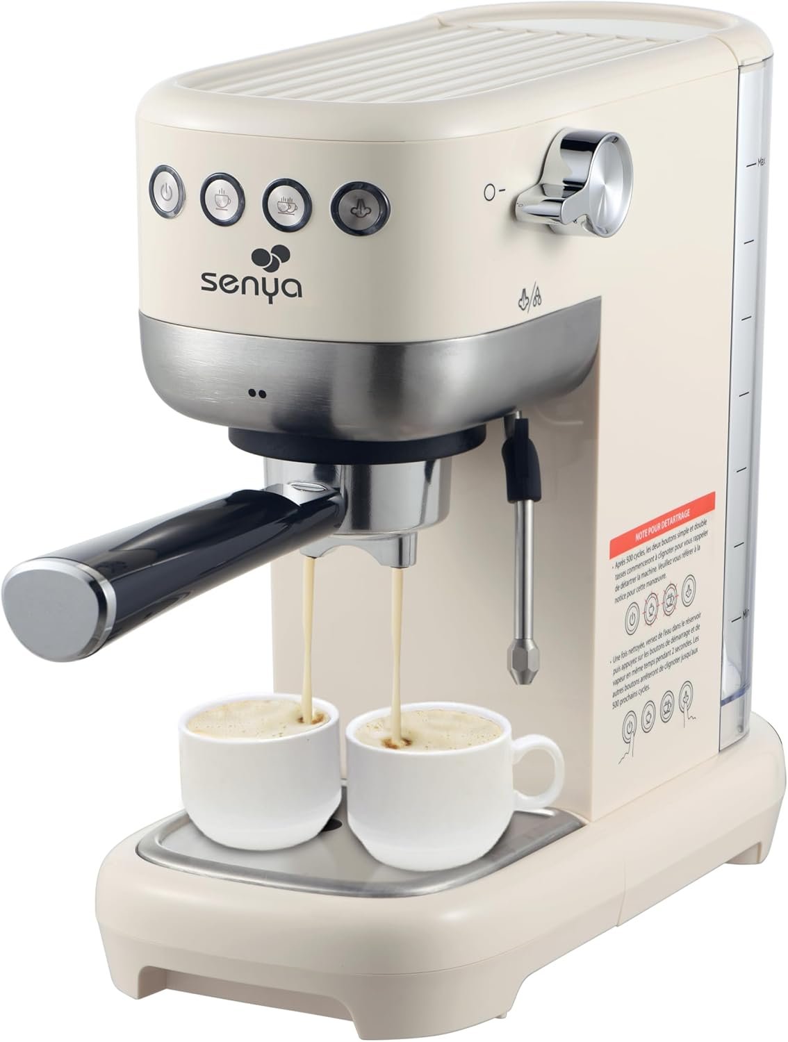 Tasty Coffee Machine expresso 20 bars – Cafetière expresso manuelle 1350W avec mousseur de lait, technologie thermoblock, 1 ou 2 tasses, cappuccino & latte – Réservoir 1,1 L