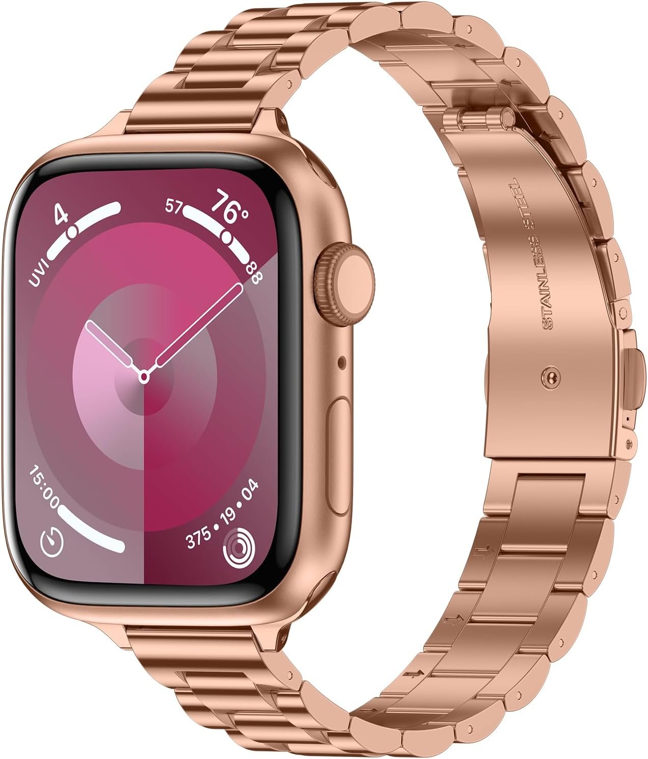 Bracelet compatible avec Apple Watch 42mm (Séries 11/10) 41mm 40mm 38mm Femmes Remplacement Bracelet Compatible avec iWatch SE Séries 11 10 9 8 7 6 5 4 3, Or Rose