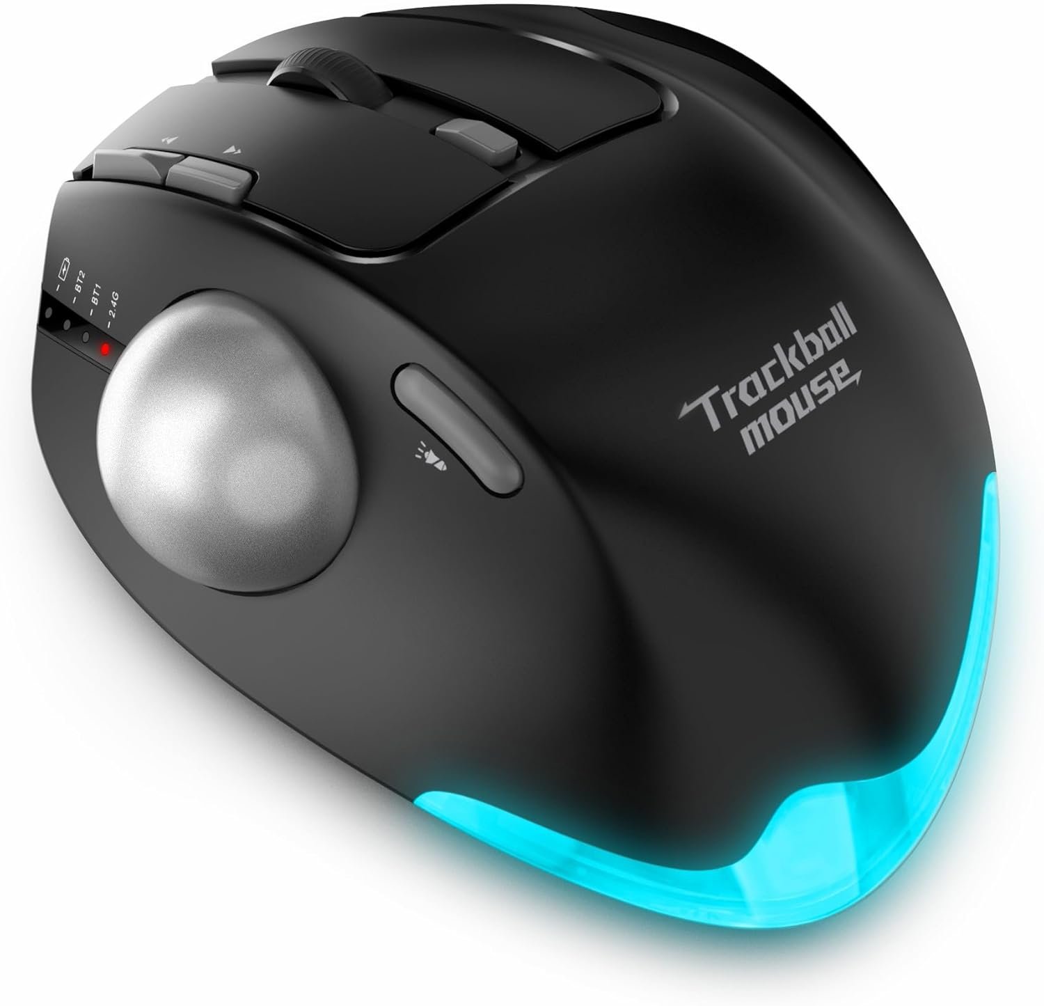 Souris Trackball sans Fil,Souris Bluetooth,Rechargeable,4800DPI,8 Boutons,BT5.0/3.0+2.4G,Connexion De 3 Appareils,Conception Ergonomique,pour PC,Pad,Tablets
