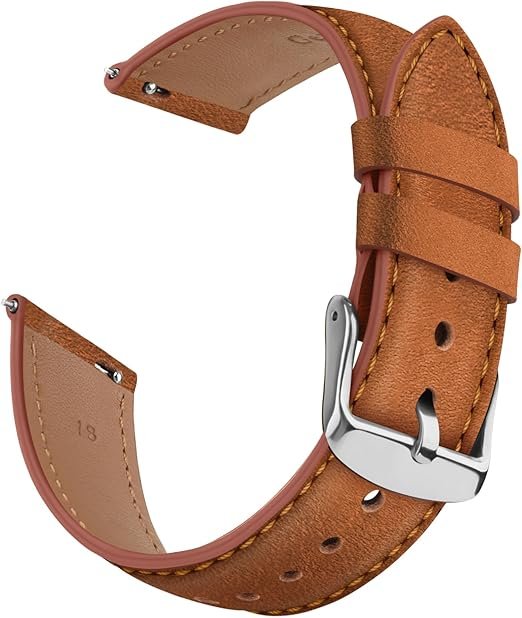 Bracelet de Montre en Cuir, Bracelet de Replacement en Dégagement Rapide Homme Femme 18mm 20mm 22mm