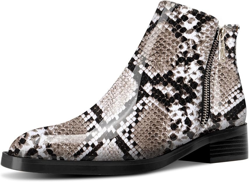 Femmes Bloc Chunky Bas Talon Heel Carré Bout Bottines Slip-on Fermeture à Glissière Bureau Classique Bottes