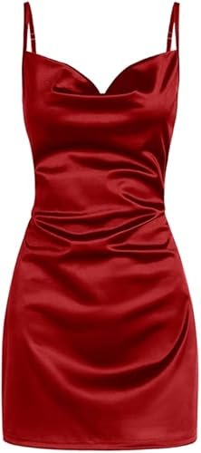 Mini robe sexy en satin sans manches, Taille: M (Couleur: Rouge, Noir)
