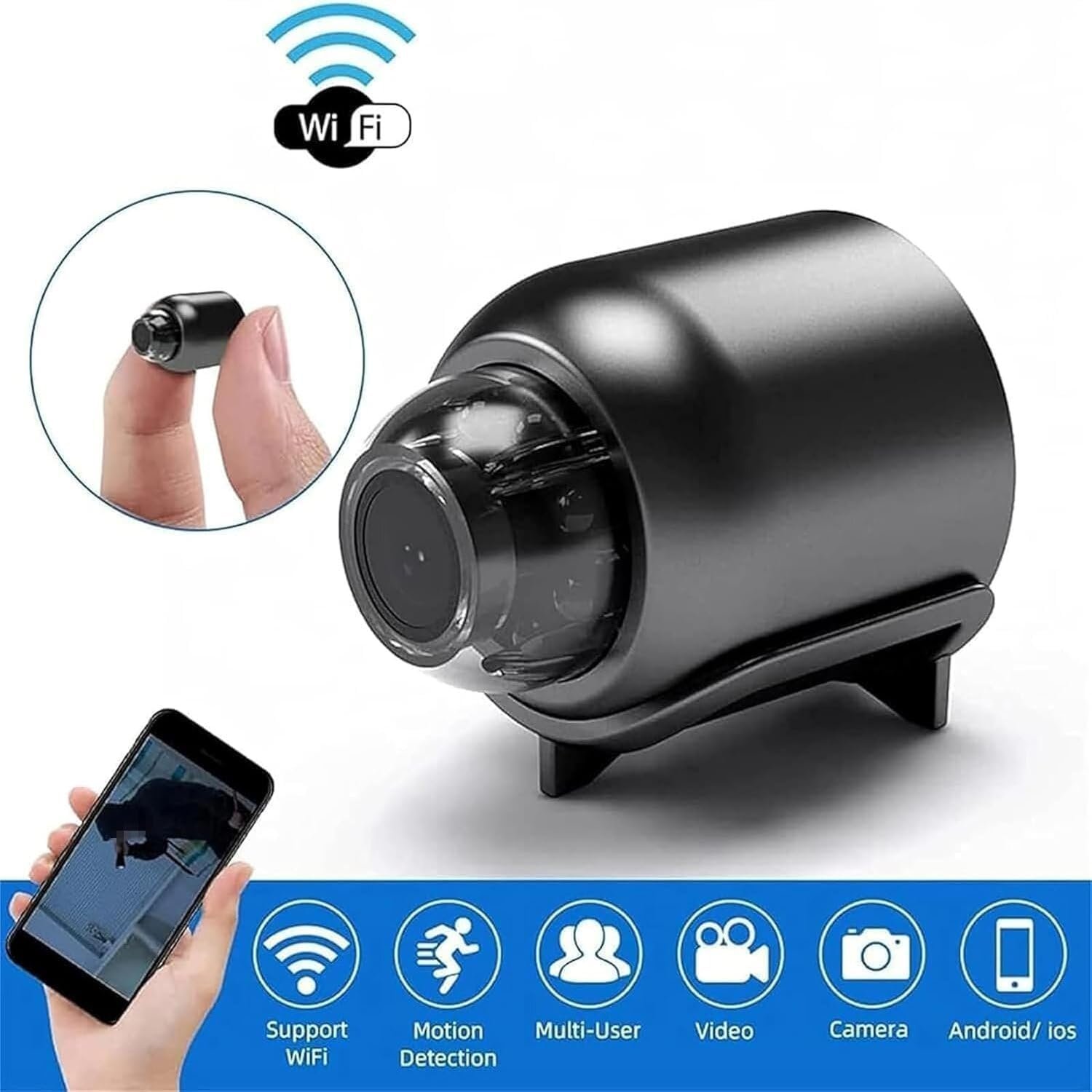 Caméra œil de chat, caméra œil de chat populaire pour la maison, mini caméra Wifi sans fil, vision 1080p incluse, installation facile, caméra de vision nocturne pour la maison, le bureau, la voiture