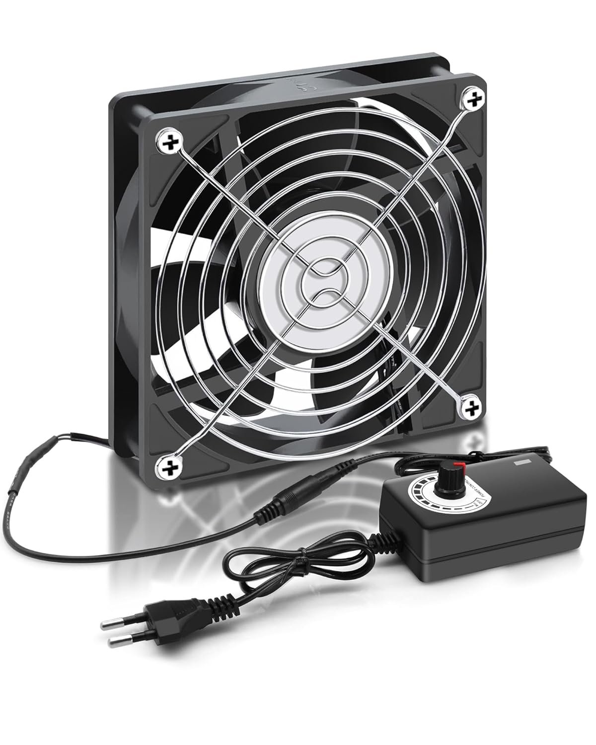 120mm 12V PC Ventilateur de Boîtier - Vitesse du Vent Réglable, Ventilateur pour Pc, VentilateuR AC 220V - 240V, 2750RPM, Portable Ventilateurs pour TV, Radio, Routeur, Double ventilateur