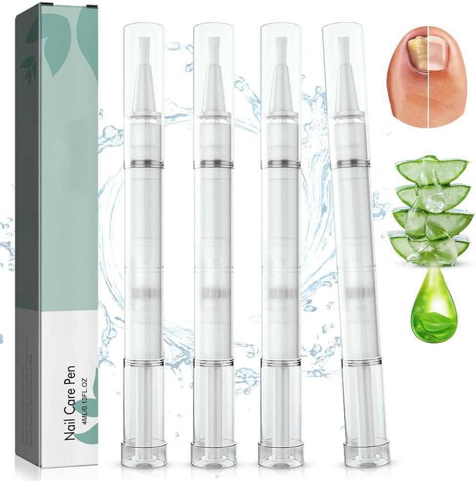 Lot de 4 stylos de soin des ongles - Avec huile d'arbre à thé, aloe vera et vitamine E - Pour ongles et pieds soignés