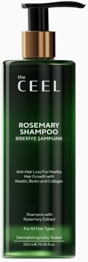 Shampooing au Romarin - Enrichi en Collagène et Kératine - Formule Sans Silicone et Biodégradable pour le Nettoyage du Cuir Chevelu et des Cheveux - 250 ml