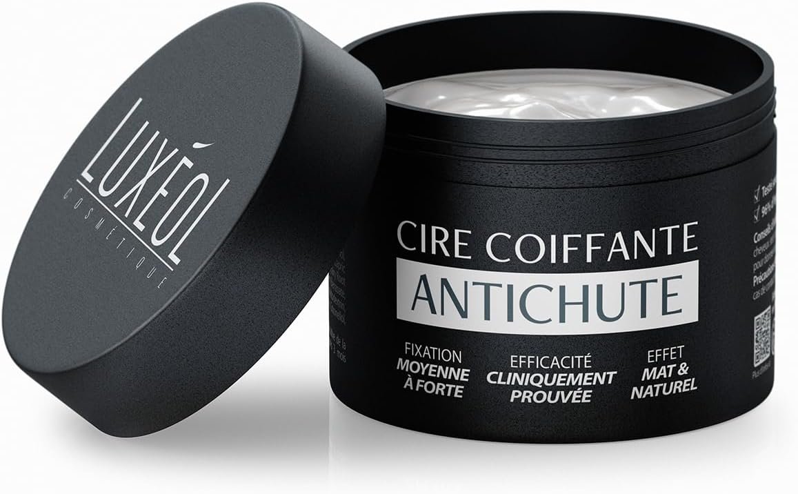 Cire Coiffante Antichute - Réduit La Chute De Cheveux de 33%* - Fixation Moyenne À Forte - 96% Ingrédients Origine Naturelle - Effet Mat & Naturel - Sans Silicones - Fabriqué En France - 50ml