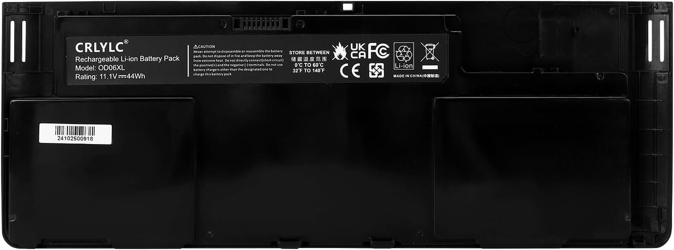 Batterie HP OD06XL OD06 0D06XL – 11,1 V / 44 Wh – Compatible EliteBook Revolve 810 G1, G2, G3 Tablet 11,6" – Références 698750-171, 698750-1C1, 698943-001, HSTNN-IB4F, HSTNN-W91C, H6L25AA, H6L25UT