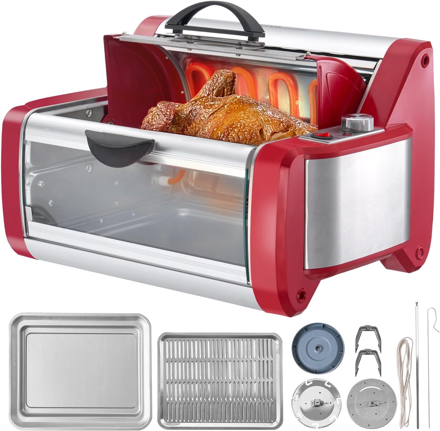 VEVOR Shawarma Grill Machine, Chicken Shawarma Cooker Machine Countertop, Electric Stainless Steel Broiler Gyro Rotisserie Oven Doner Kebab Machine, for Home Restaurant Kitchen Parties