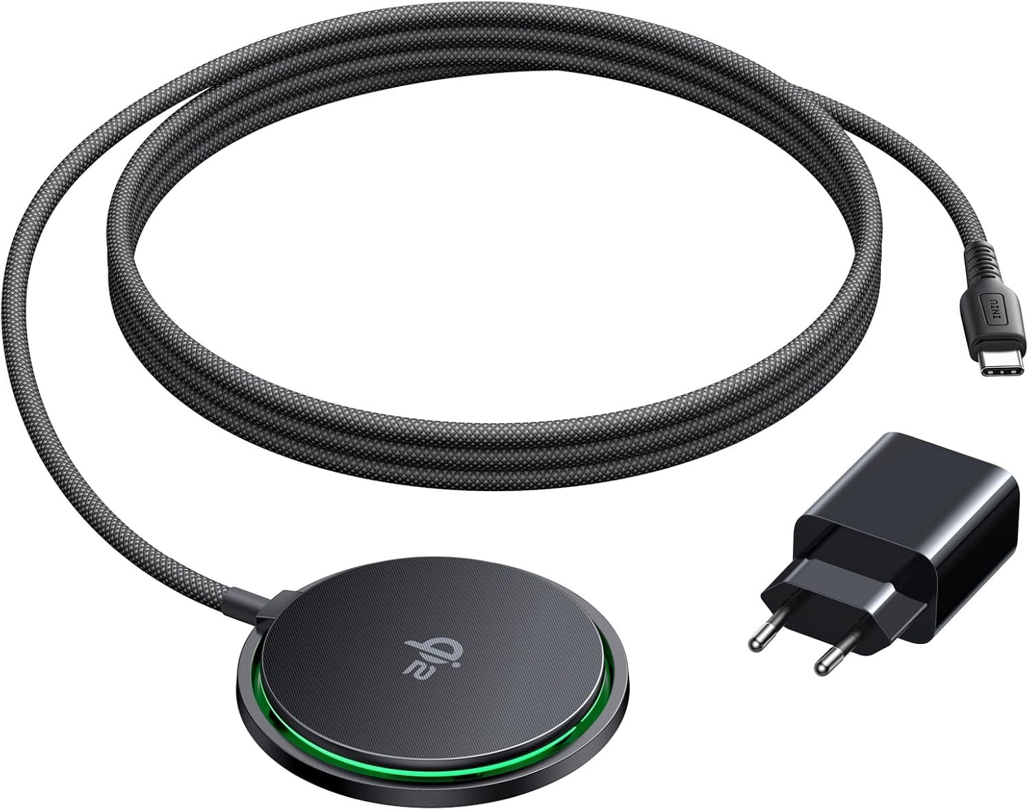 Chargeur Induction iPhone, 15W Certifié Qi2 Chargeur Sans Fil Magnétique avec Refroidissement, Charge Rapide Mag-Safe pour iPhone 17 16 15 14 13 12 Pro Max AirPods 4 3 (avec Adaptateur USB C 20W)