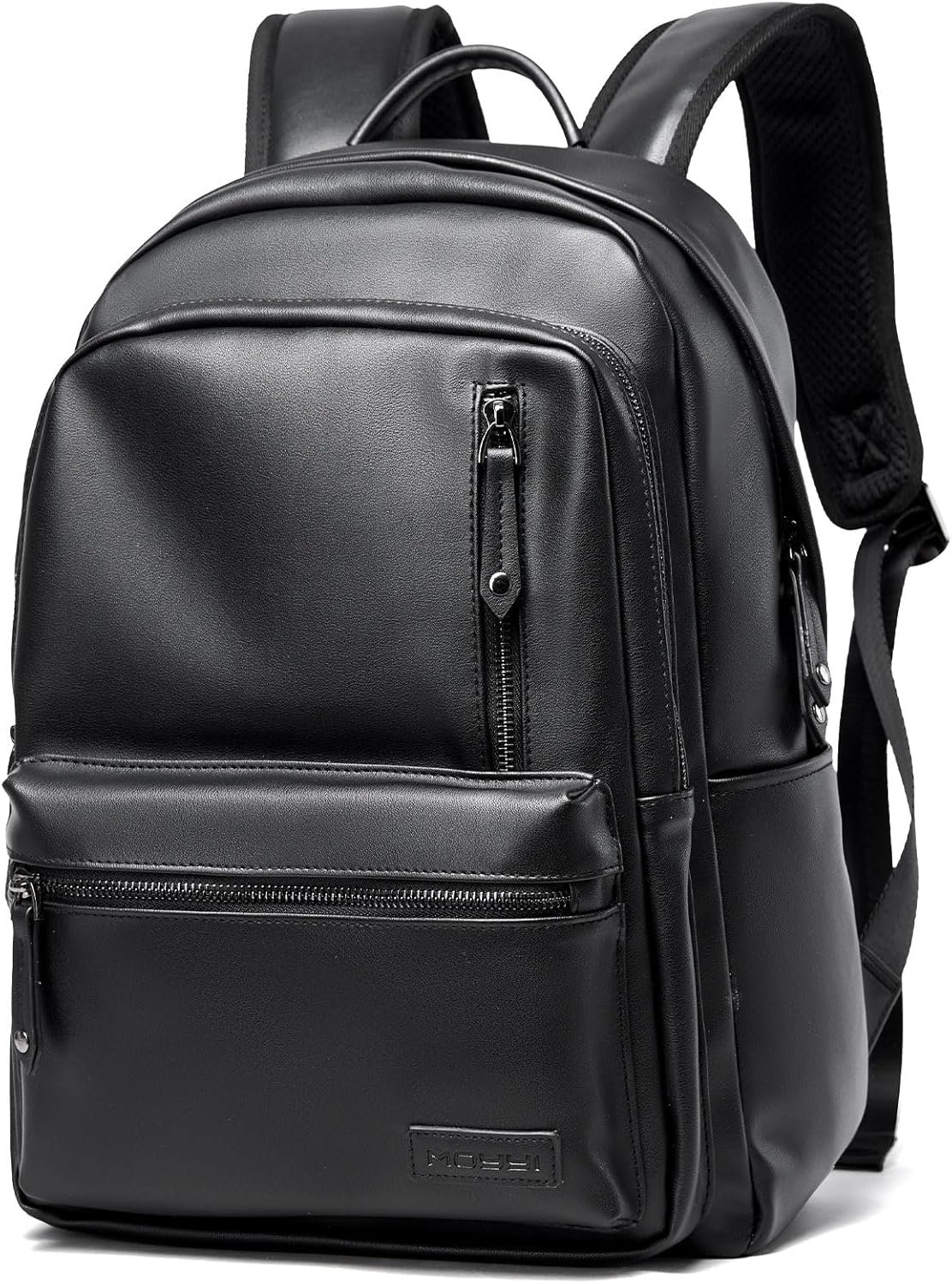 Sac a Dos Homme Cuir, Sac à Dos Ordinateur 15 Portable Cuir Imperméable,Sac a Dos Homme Femme Travail,Leather Backpack,Sac à Dos en Cuir Noir pour Voyages,École,Bureau