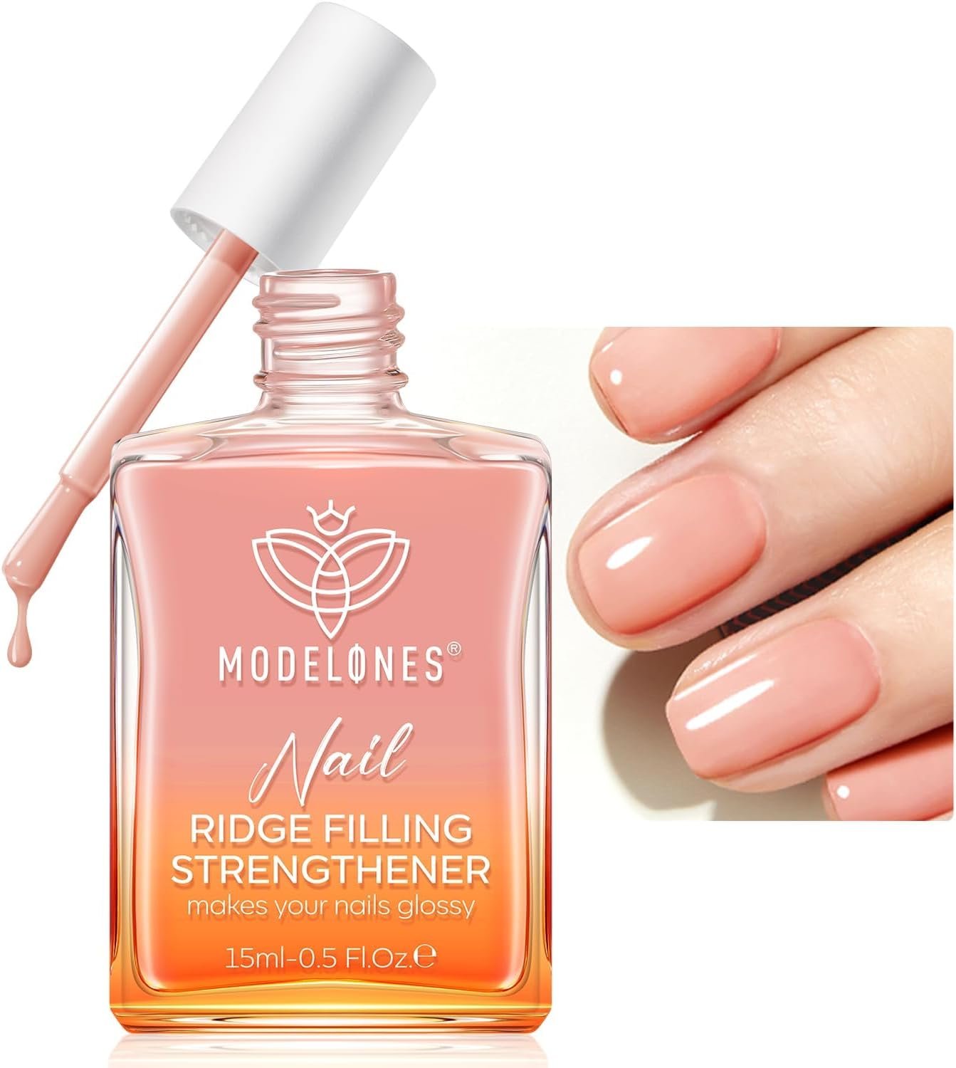 Vernis Durcisseur Ongle Extra Fort 8in1, Soin Ongles Abimes, Vernis Fortifiant Ongles, 15ml Empêche le Dédoublement de Ongle, Pousse Ongle Rapidement aux Plantes Nourrissantes- Jelly Rose