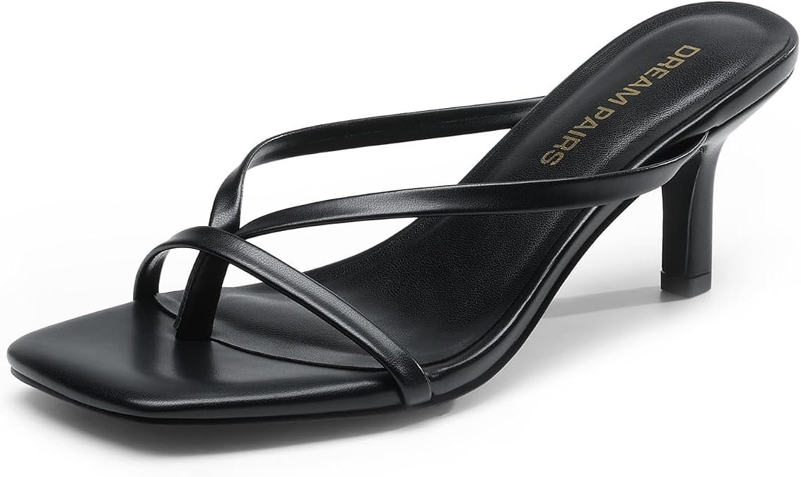 Femmes Flip-Flops Kitten Heels Sandales | talons de string à orteil carré ouvert, talons de mules confortables, chaussures habillées pour les femmes, sandales de vacances d'été de mode