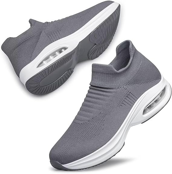 Basket Femme Slip on Chaussures de Fitness Chaussures de Sport de Coussin d'air Tissu en Maille Légèreté Respirabilité