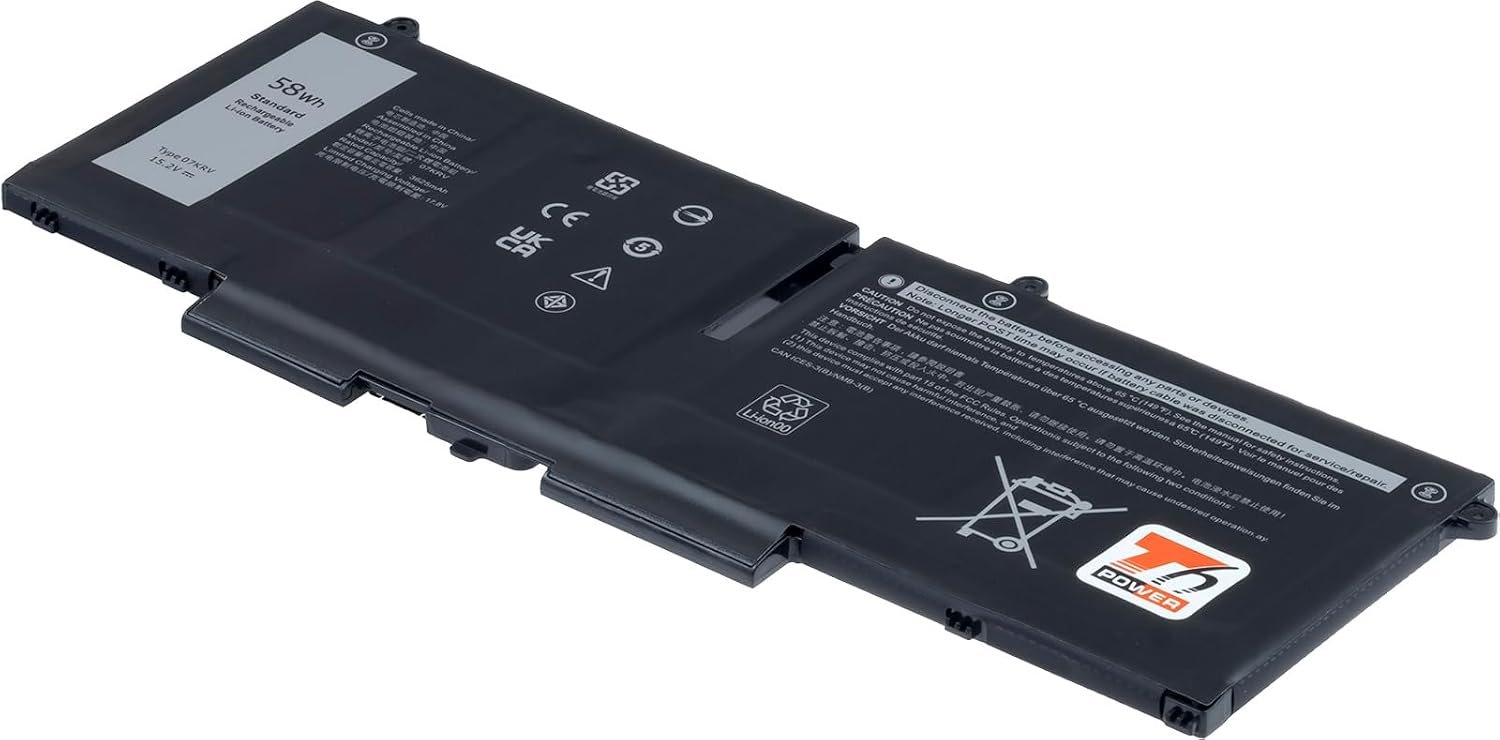 Batterie Li-Poly 58 Wh – 15,2 V – 3815 mAh pour ordinateur portable Dell – Référence 07KRV – Noir
