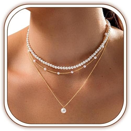 Gold Pearl pour les femmes, Dainty 14K Gold/Silve Plated Pearl Choker Pearl Boucles d'oreilles Pearl Bracelets de mariage Trendy Gold Jewelry Set pour les femmes Cadeaux