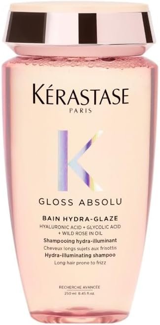Shampoing Cheveux Ternes - Brillance -Shampoing Hydra-Illuminant - Acide Hyaluronique, Acide Glycolique & Rose Sauvage - Cheveux Longs & Sujets aux Frisottis