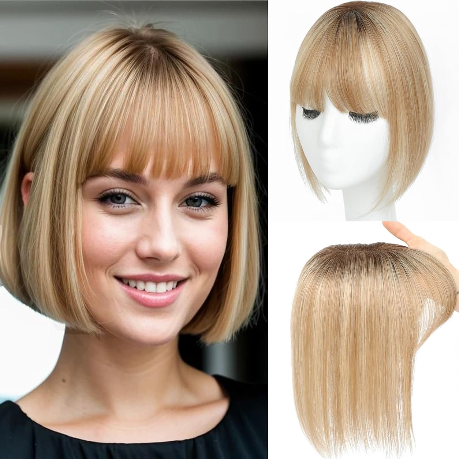 cheveux clairsemés, cheveux humains naturels, 25,4 cm (4T10/16#), petit, densité 160 %, style moderne, pour femme, sans colle, base suisse